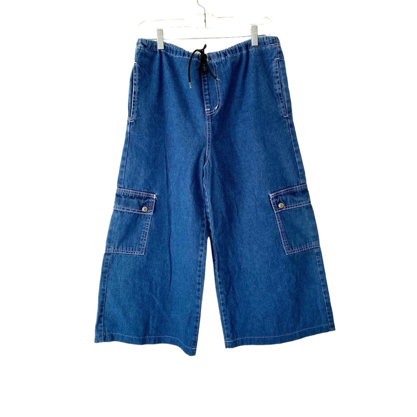 Kik Girl Drawcord Wide Leg 90s Rave Jean Crop Jeans Small Medium